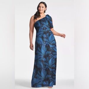 NWT Sachin & Babi Chelsea One Shoulder Gown Women’s Size 12 Floral Tonal Petal